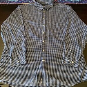 Stafford Navy and White Checkered Button Down Shirt